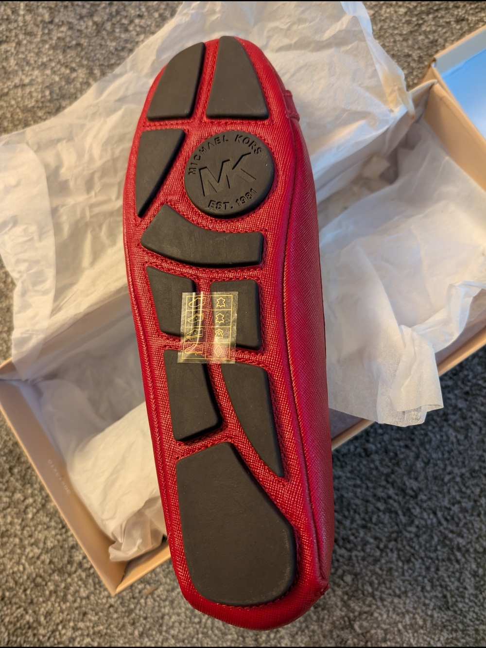 Michael Kors Red Ballet Flat with Signature MK Logo - Picture 3 of 5